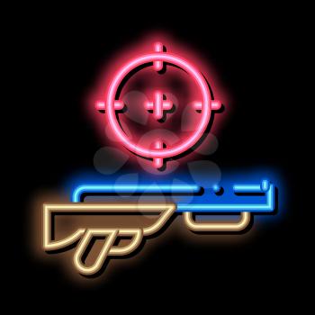 Gun Targeting neon light sign vector. Glowing bright icon Gun Targeting sign. transparent symbol illustration