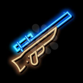 Hunting Gun neon light sign vector. Glowing bright icon Hunting Gun sign. transparent symbol illustration