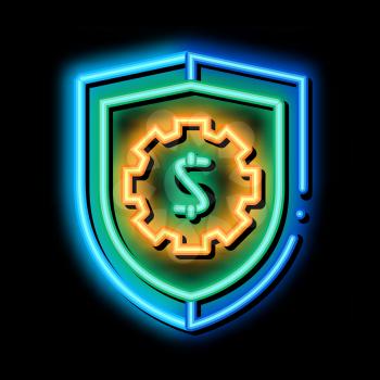Security Shield neon light sign vector. Glowing bright icon Security Shield sign. transparent symbol illustration