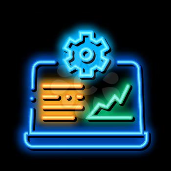 Laptop Gear Graphic neon light sign vector. Glowing bright icon Laptop Gear Graphic sign. transparent symbol illustration