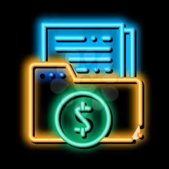Finance Files neon light sign vector. Glowing bright icon Finance Files sign. transparent symbol illustration