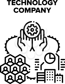 Technology Business Company Vector Icon Concept. Technology For Online Communication With Colleagues And Partner, Analyzing Trade Market And Financial Profit. Working Process Black Illustration