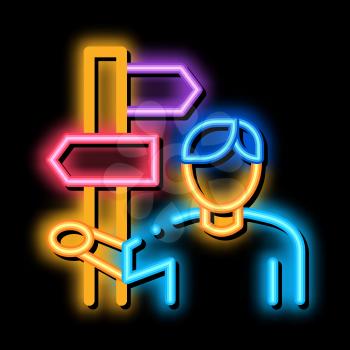 Human Post Column neon light sign vector. Glowing bright icon Human Post Column sign. transparent symbol illustration