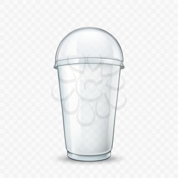 Milk Cocktail Delicious Drink Blank Cup Vector. Sweet Milk Cocktail, Smoothie Or Cold Tea Container, Milky Beverage Plastic Package. Healthy Natural Milkshake Template Realistic 3d Illustration