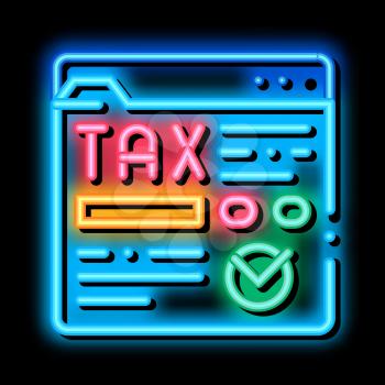Tax Web Site neon light sign vector. Glowing bright icon Tax Web Site sign. transparent symbol illustration