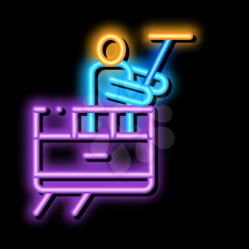 Window Washer neon light sign vector. Glowing bright icon Window Washer sign. transparent symbol illustration