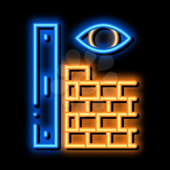 Eye Measuring neon light sign vector. Glowing bright icon Eye Measuring sign. transparent symbol illustration