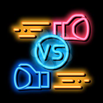 Box Fight Battle neon light sign vector. Glowing bright icon Box Fight Battle sign. transparent symbol illustration