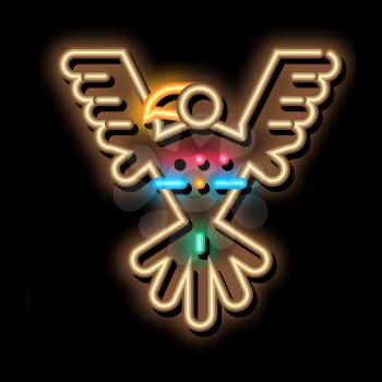Sacred Totem Bird neon light sign vector. Glowing bright icon Sacred Totem Bird Sign. transparent symbol illustration