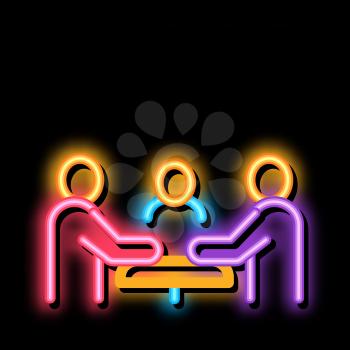 third party discussion neon light sign vector. Glowing bright icon third party discussion sign. transparent symbol illustration