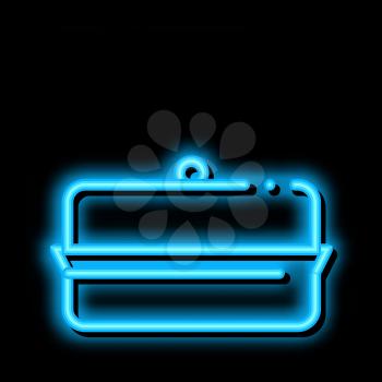 butter dish neon light sign vector. Glowing bright icon butter dish sign. transparent symbol illustration