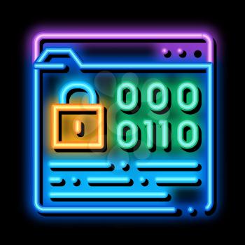 binary code protection neon light sign vector. Glowing bright icon binary code protection sign. transparent symbol illustration