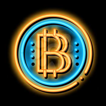 bitcoin coin neon light sign vector. Glowing bright icon bitcoin coin sign. transparent symbol illustration