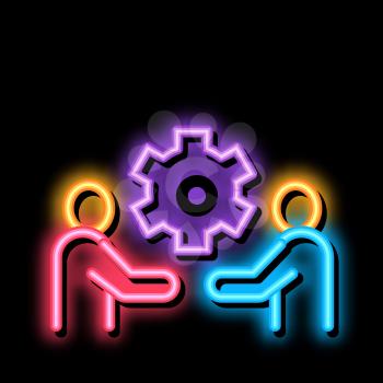 partnership solutions neon light sign vector. Glowing bright icon partnership solutions sign. transparent symbol illustration