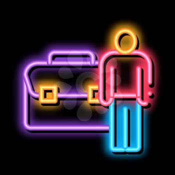 busy man neon light sign vector. Glowing bright icon busy man sign. transparent symbol illustration