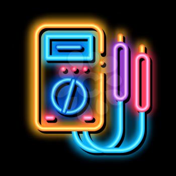 electric control panel neon light sign vector. Glowing bright icon electric control panel sign. transparent symbol illustration