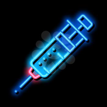syringe with medicine neon light sign vector. Glowing bright icon syringe with medicine sign. transparent symbol illustration