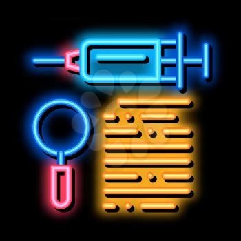 study of action of injection neon light sign vector. Glowing bright icon study of action of injection sign. transparent symbol illustration