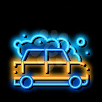 manual car wash neon light sign vector. Glowing bright icon manual car wash sign. transparent symbol illustration