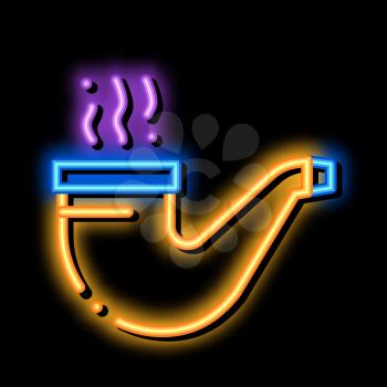smoking pipe neon light sign vector. Glowing bright icon smoking pipe sign. transparent symbol illustration