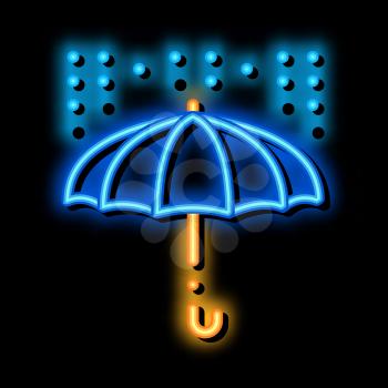 rain umbrella neon light sign vector. Glowing bright icon rain umbrella sign. transparent symbol illustration