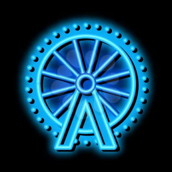 ferris wheel neon light sign vector. Glowing bright icon ferris wheel sign. transparent symbol illustration