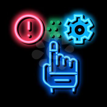 error in automated settings neon light sign vector. Glowing bright icon error in automated settings sign. transparent symbol illustration