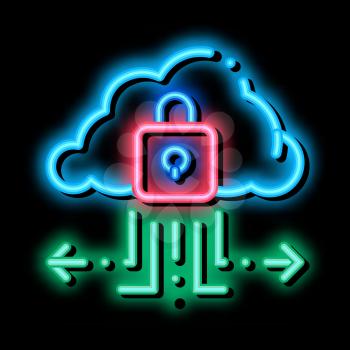 protection cloud neon light sign vector. Glowing bright icon protection cloud sign. transparent symbol illustration
