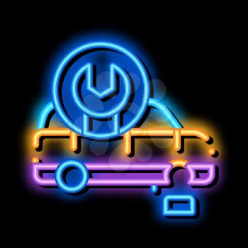 car wheel repair neon light sign vector. Glowing bright icon car wheel repair sign. transparent symbol illustration