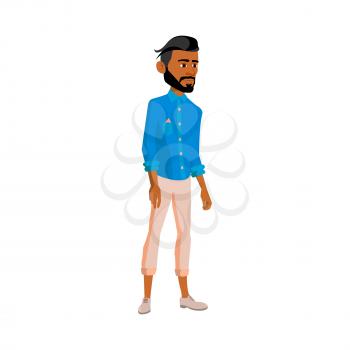 hispanic bearded man walking in gallery cartoon vector. hispanic bearded man walking in gallery character. isolated flat cartoon illustration