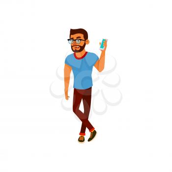young man ignoring conversation with ceo on phone cartoon vector. young man ignoring conversation with ceo on phone character. isolated flat cartoon illustration