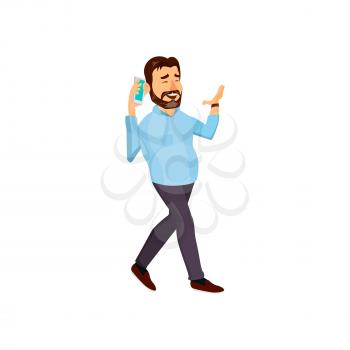 dreaming man talk plan on weekend to friend on phone cartoon vector. dreaming man talk plan on weekend to friend on phone character. isolated flat cartoon illustration