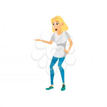 shocked young woman on surprise party cartoon vector. shocked young woman on surprise party character. isolated flat cartoon illustration