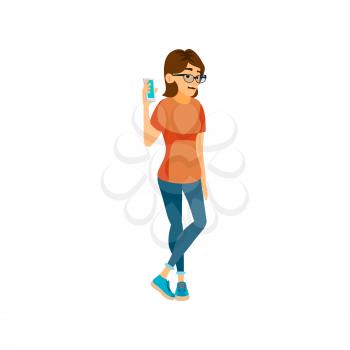 young woman listening director shouting on phone cartoon vector. young woman listening director shouting on phone character. isolated flat cartoon illustration