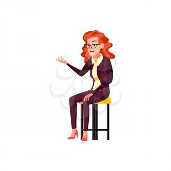 bored businesswoman sitting on business conference cartoon vector. bored businesswoman sitting on business conference character. isolated flat cartoon illustration