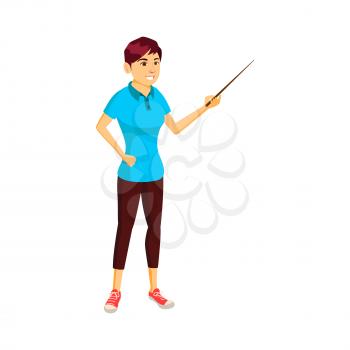 young woman student showing result of exercise on blackboard cartoon vector. young woman student showing result of exercise on blackboard character. isolated flat cartoon illustration