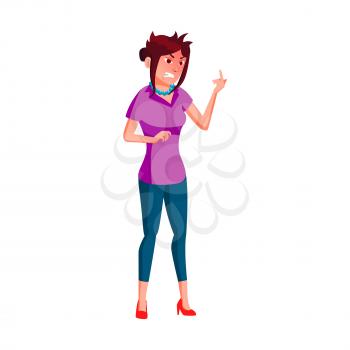 angry woman indecent gesture middle finger cartoon vector. angry woman indecent gesture middle finger character. isolated flat cartoon illustration