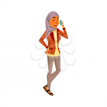 tired from boring conversation arabian woman cartoon vector. tired from boring conversation arabian woman character. isolated flat cartoon illustration