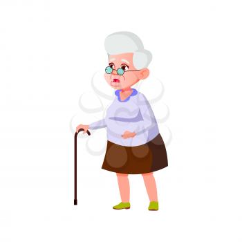 shocked senior lady look at increased rates on product in grocery shop cartoon vector. shocked senior lady look at increased rates on product in grocery shop character. isolated flat cartoon illustration