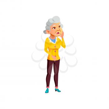 old woman with toothache in stomatology clinic cartoon vector. old woman with toothache in stomatology clinic character. isolated flat cartoon illustration