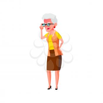 elderly woman teacher screaming at pupils in class cartoon vector. elderly woman teacher screaming at pupils in class character. isolated flat cartoon illustration