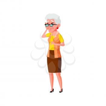 illness old woman with toothache in dentist clinic cartoon vector. illness old woman with toothache in dentist clinic character. isolated flat cartoon illustration