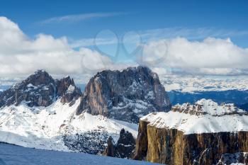 View from Sass Pordoi in the Upper Part of Val di Fassa