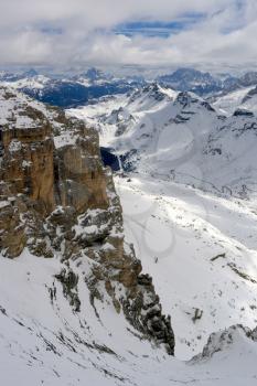 View from Sass Pordoi in the Upper Part of Val di Fassa