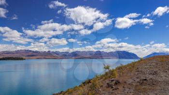 Scenic view of colourful Lake Tekapo