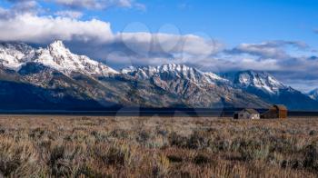 JACKSON, WYOMING/USA - SEPTEMBER 30 : View of Mormon Row near Jackson Wyoming on September 30, 2013