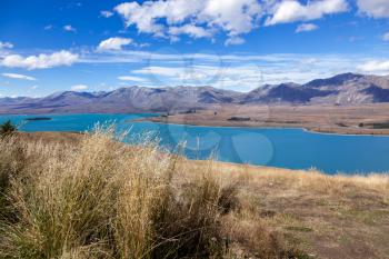 Scenic view of the colourful Lake Tekapo