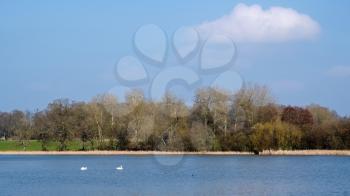 View of Kneppmill Lake on a Sunny Spring Day