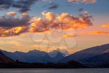 Beautiful evening sky at Lake Wanaka