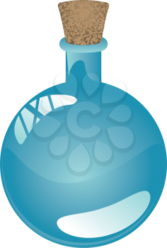 Glass empty bottle, laboratory flask design illustration.